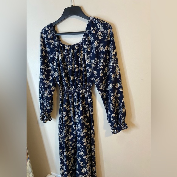 Anna-Kaci California Womems navy Fall Floral Long Sleeve Maxi Dress size small - Picture 3 of 9